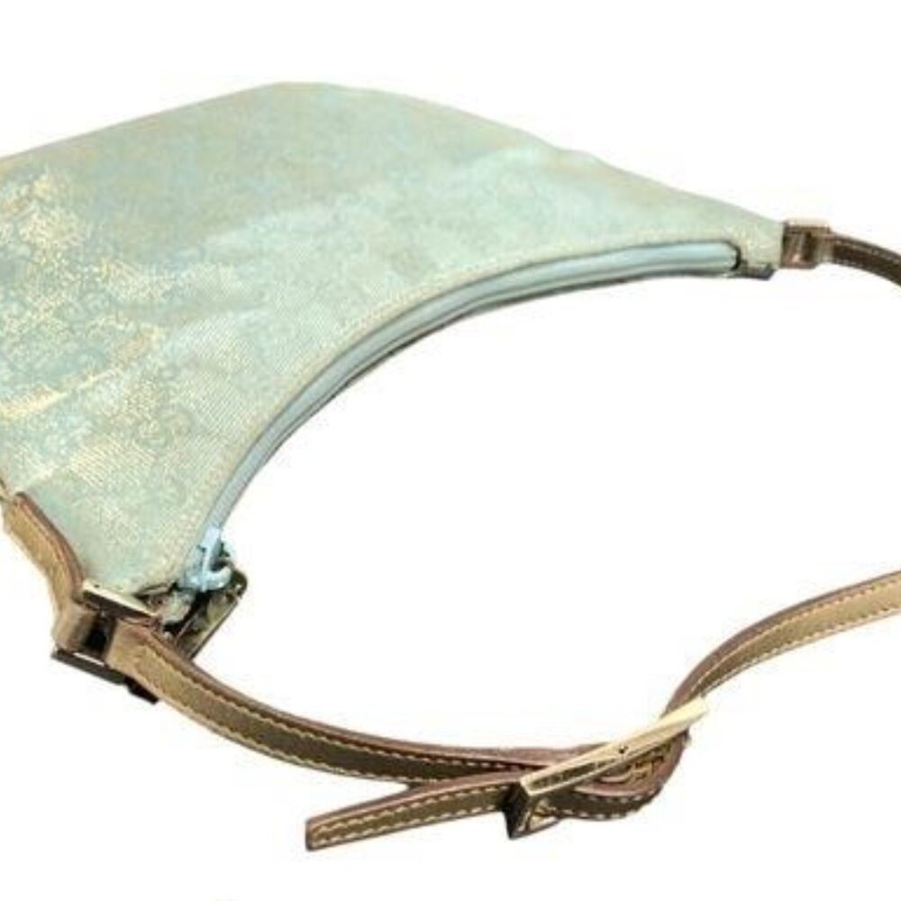 xx SOLDXXSOLD COA Gucci GG Canvas Hobo Pouchette Blue with Gold Metallic - Picture 7 of 10